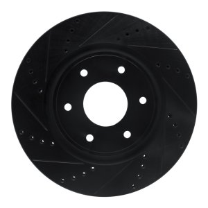 Infiniti QX56 Brake Rotor (1) - Front Left - R1 Concepts - Drilled & Slotted - Black - `05-`07